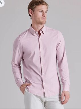 Rhone Slim Fit Pink Button-Down Morse Shirt Men’s L